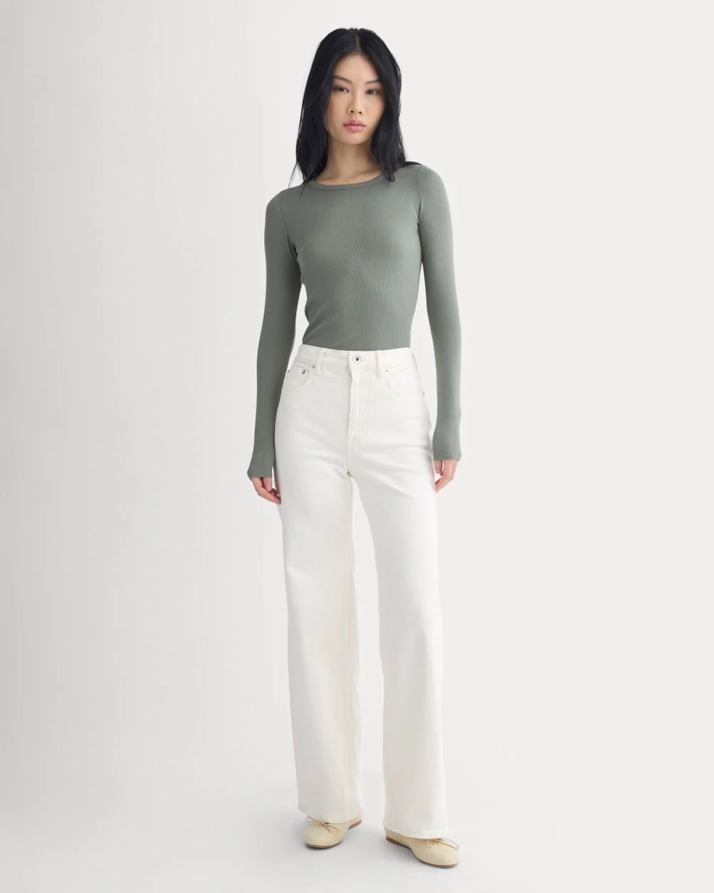 The Luxe Rib Long-Sleeve Crew | Agave Grön