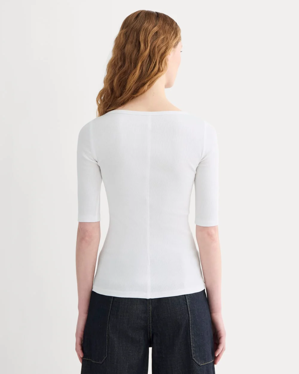 Luxe Rib-återhängande T-shirt | Vit