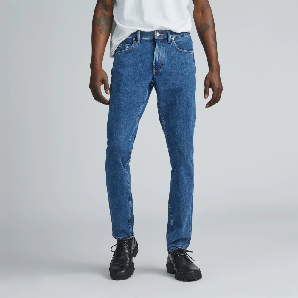 Den smala 4-vägs stretch organisk jeans | Uniform | Marine