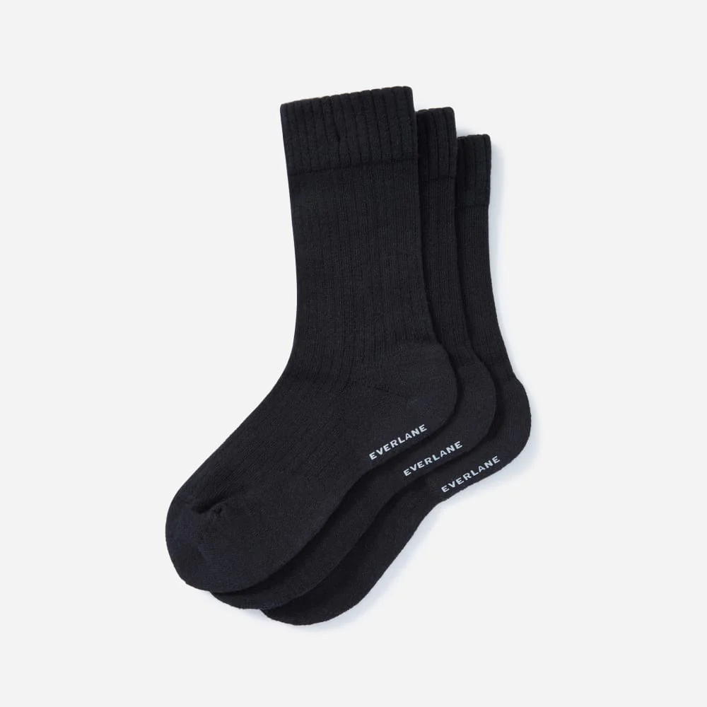 Organisk bomullsräfflad korthandssocka 3-pack | Svart