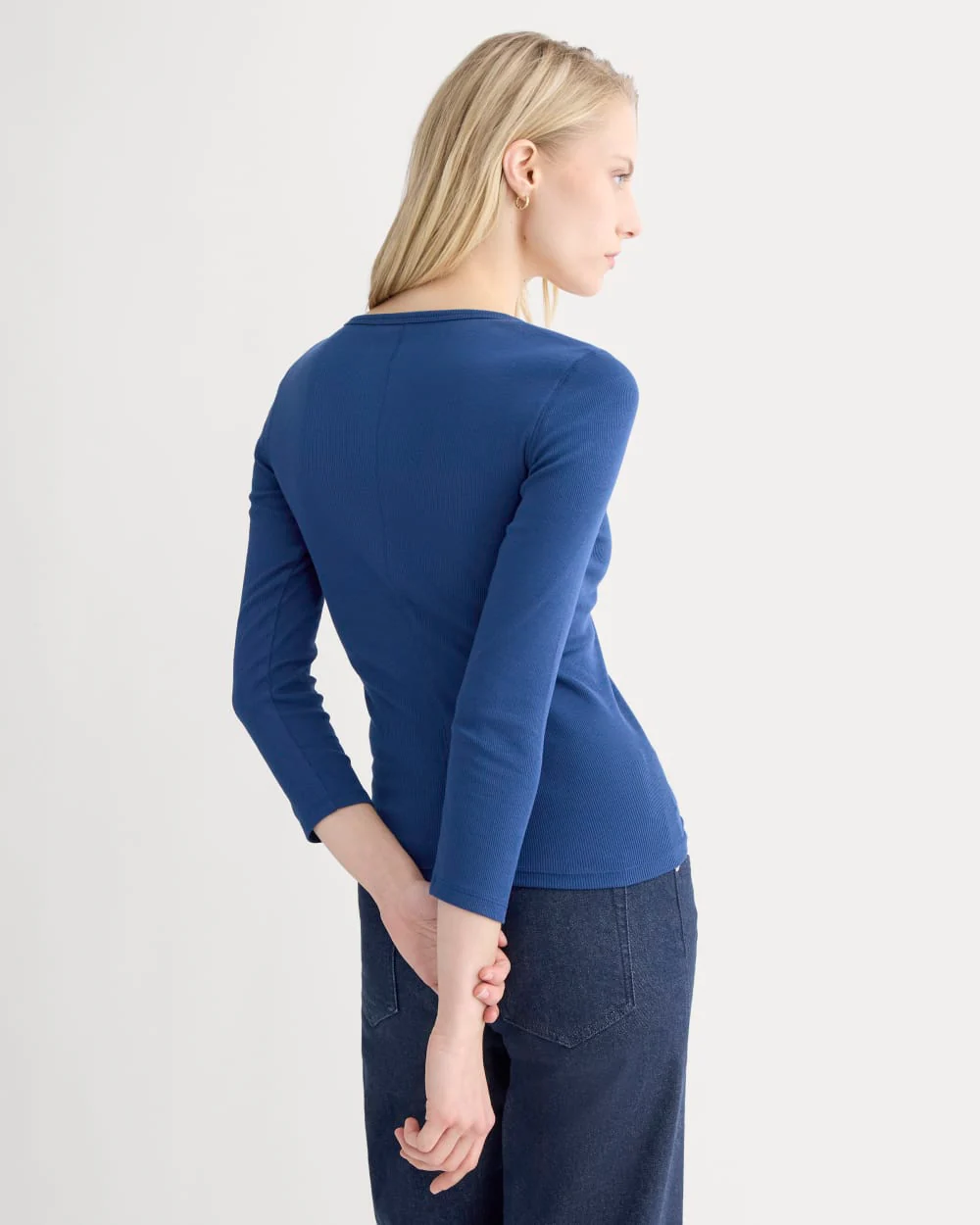 Luxe Rib Djup U-halstopp | Estate Blue