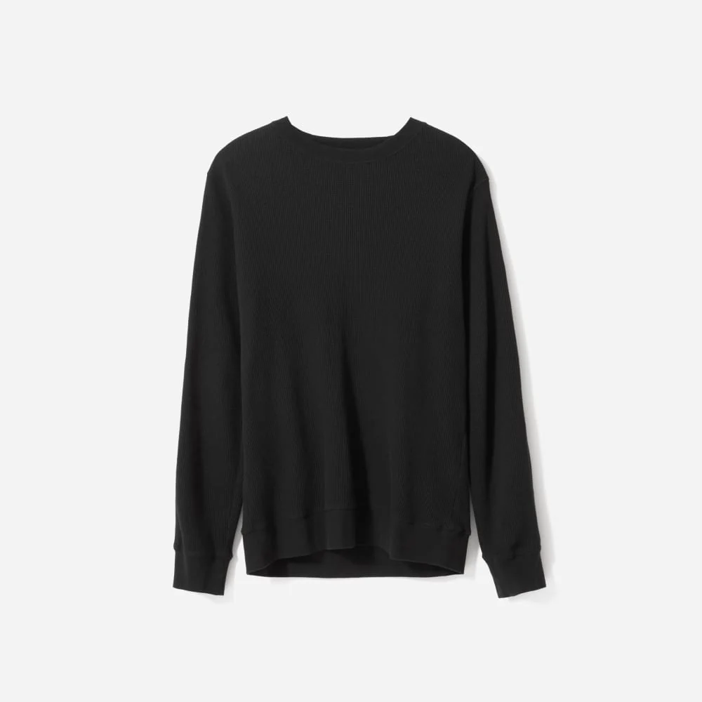 Waffle Long-Sleeve Crew T-shirt | Svart