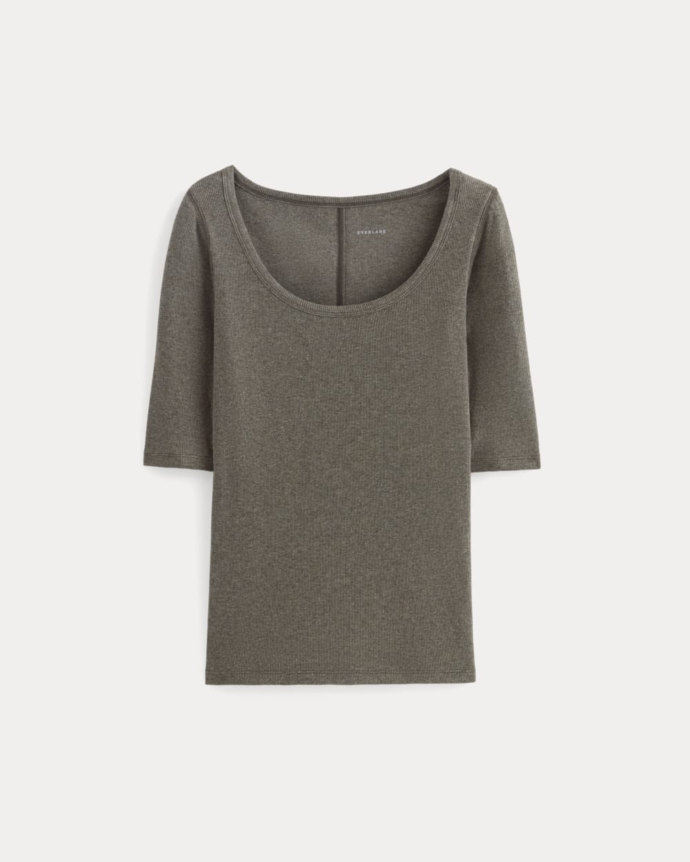 The Luxe Rib Scoop-Neck Tee | Grågrönt fett