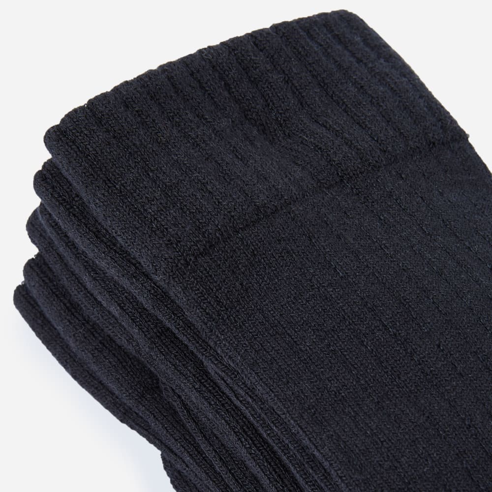 Organisk bomullsräfflad korthandssocka 3-pack | Svart