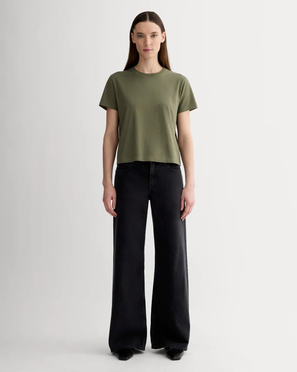 Box-cut T-shirt i grundläggande bomull | Kalamata | Ingen ficka