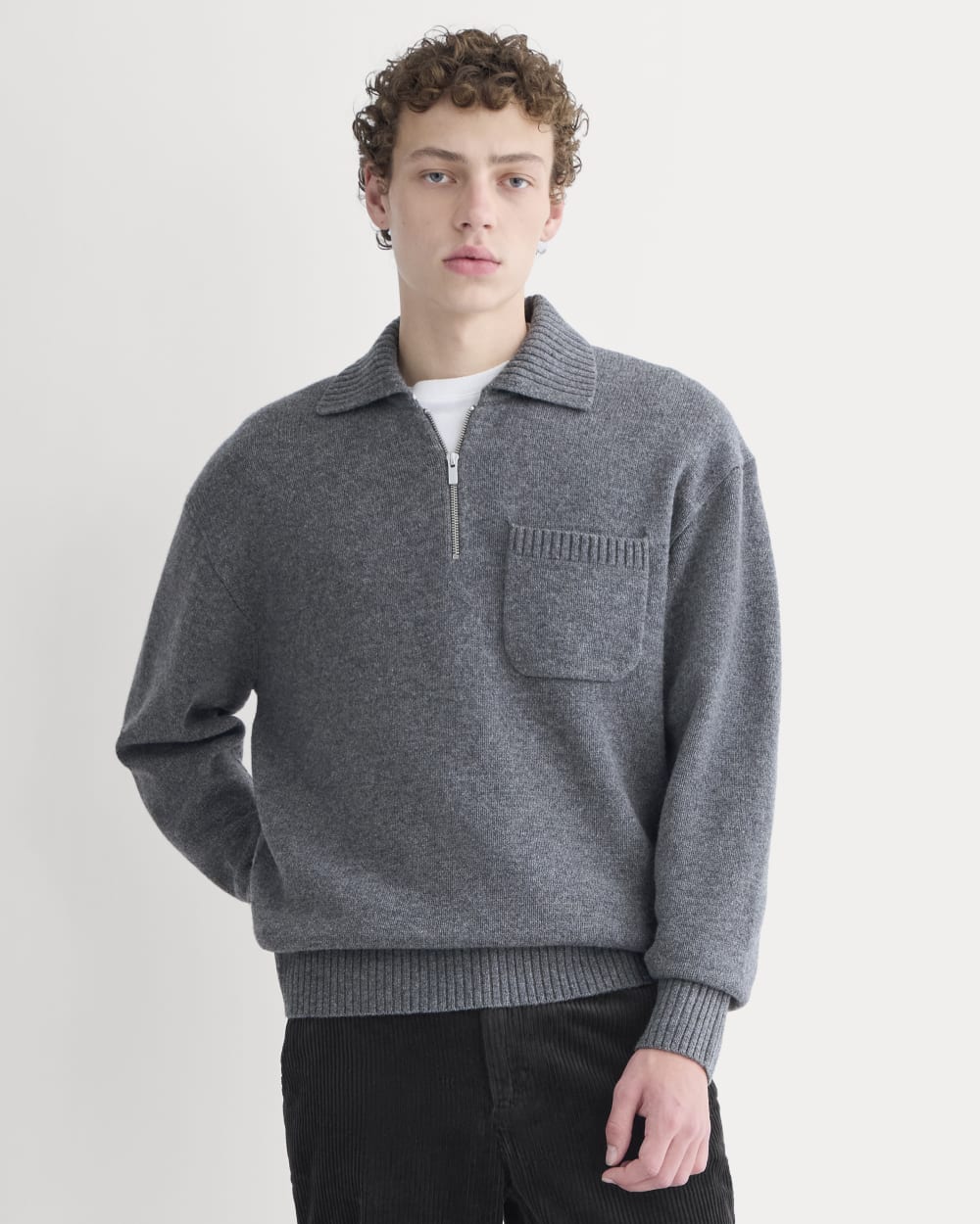 Luxe Merino kvartsziptröja | Grågrå