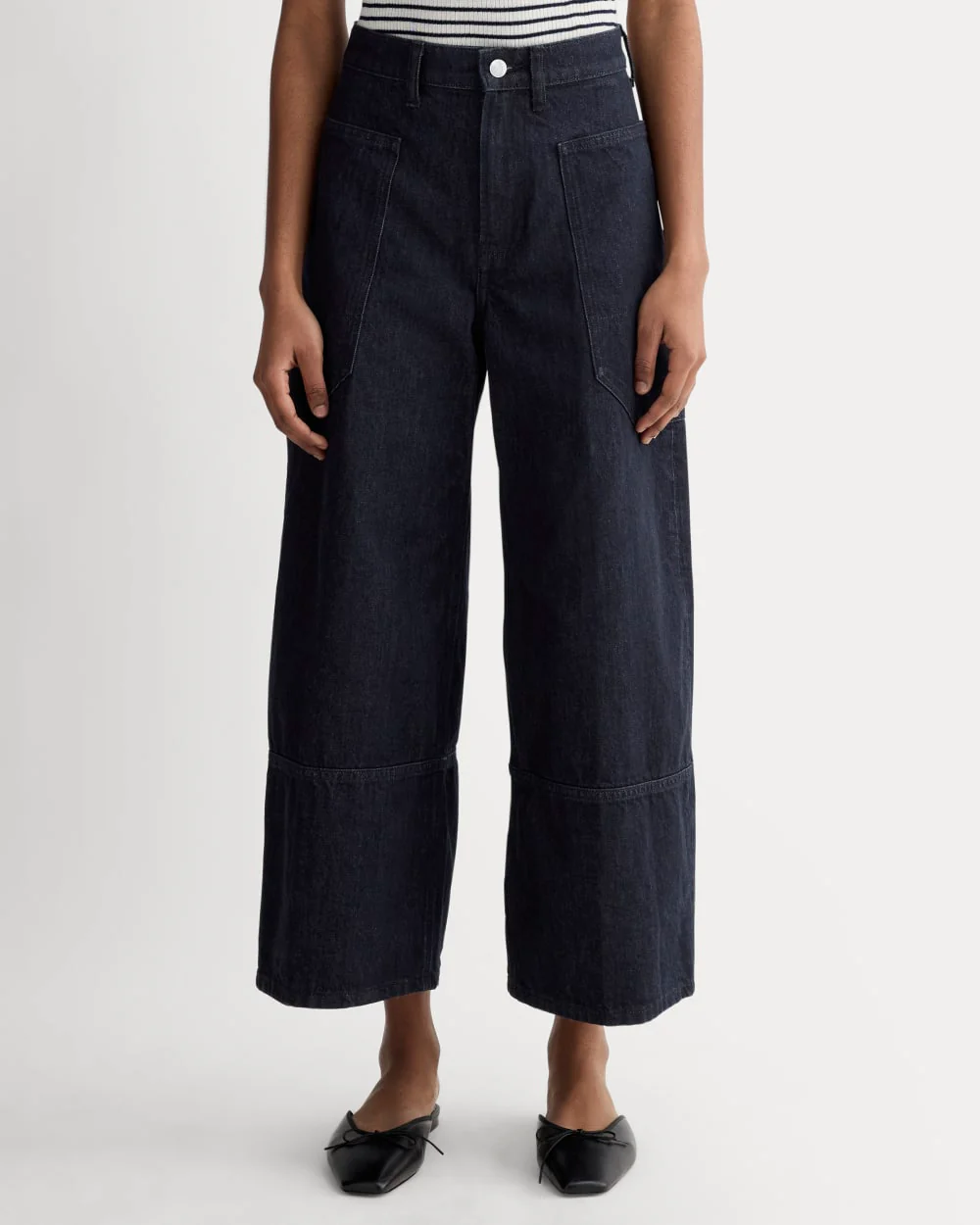 The Way-High® Trädgårdarekortad jeans | Mörk spolning