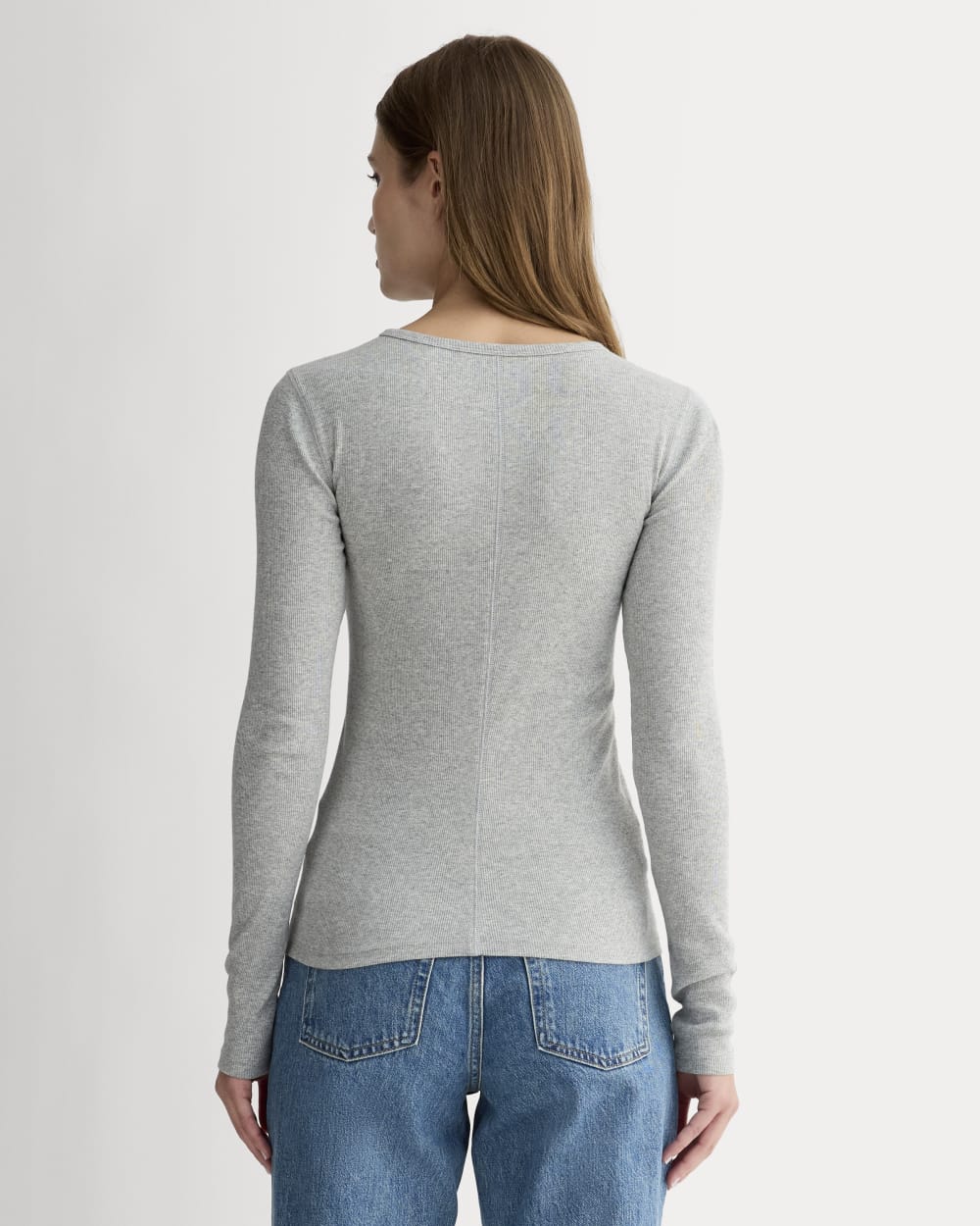 The Luxe Rib Long-Sleeve Crew | Vått grått