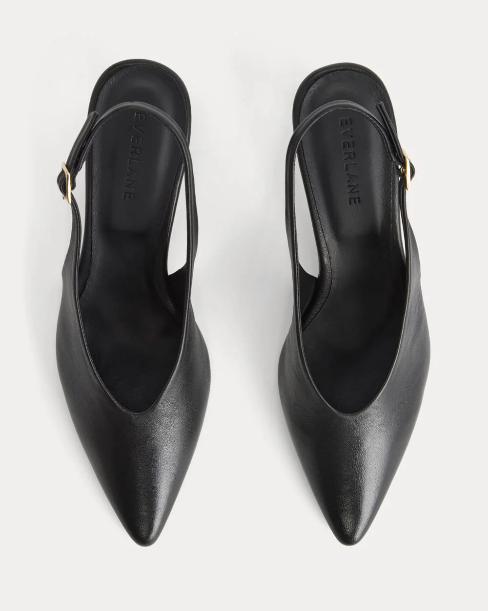 Spetsig tå Slingback-höjd | Svart läder