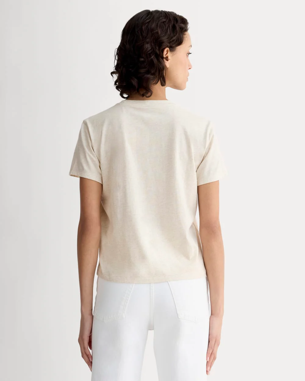 Box-Cut T-shirt i grundläggande bomull | Grågul | Ingen ficka