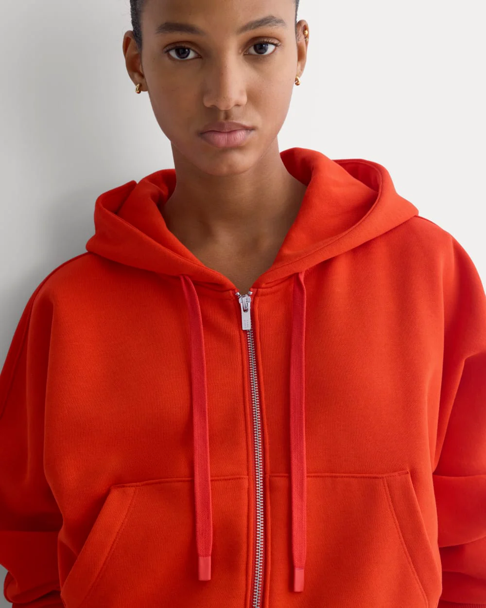 Luxe Fleece Full-Zip-kort halsduk | Flammande röd